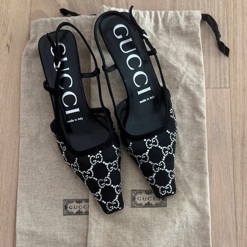 Gucci Demi Crystal Mesh Slingbacks